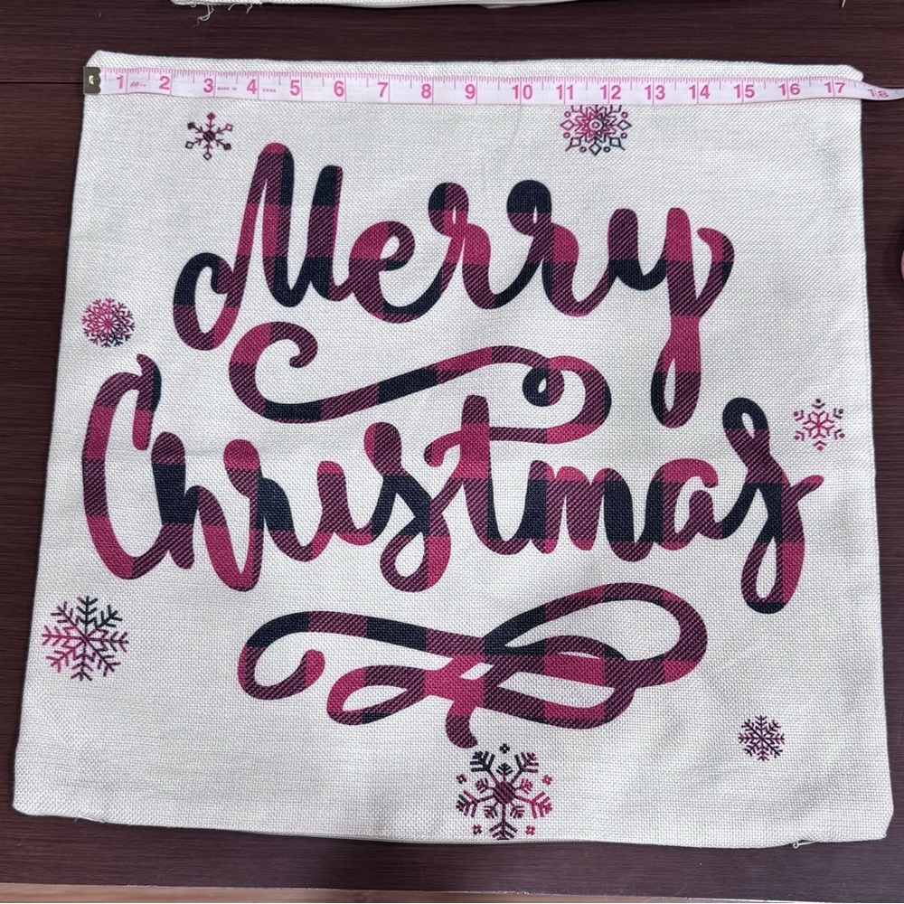 🔥🎄Holiday Pillow Covers🎄🔥Red & Black Buffalo Check and Cream Burlap Covers - Picture 8 of 9